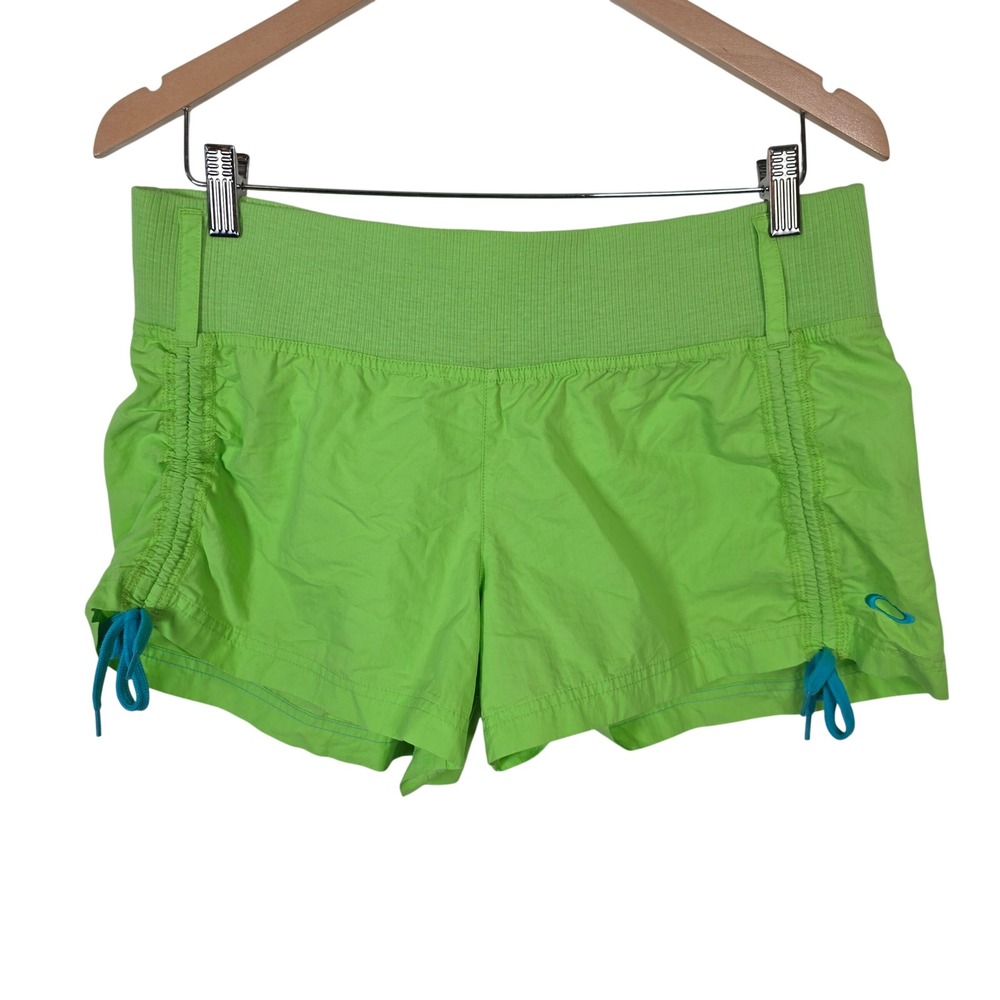 Oakley Women Lime Green Ruched Side Board Shorts Size Large Y2K Gorpcore Sporty